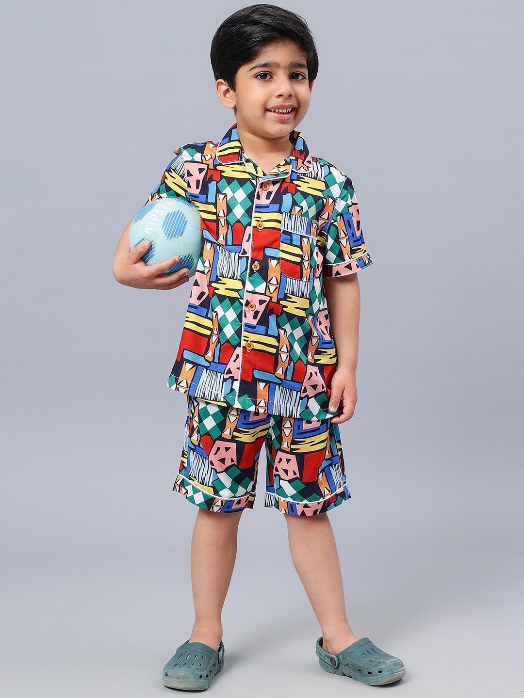 

Biglilpeople Boys Printed Night suit, Blue
