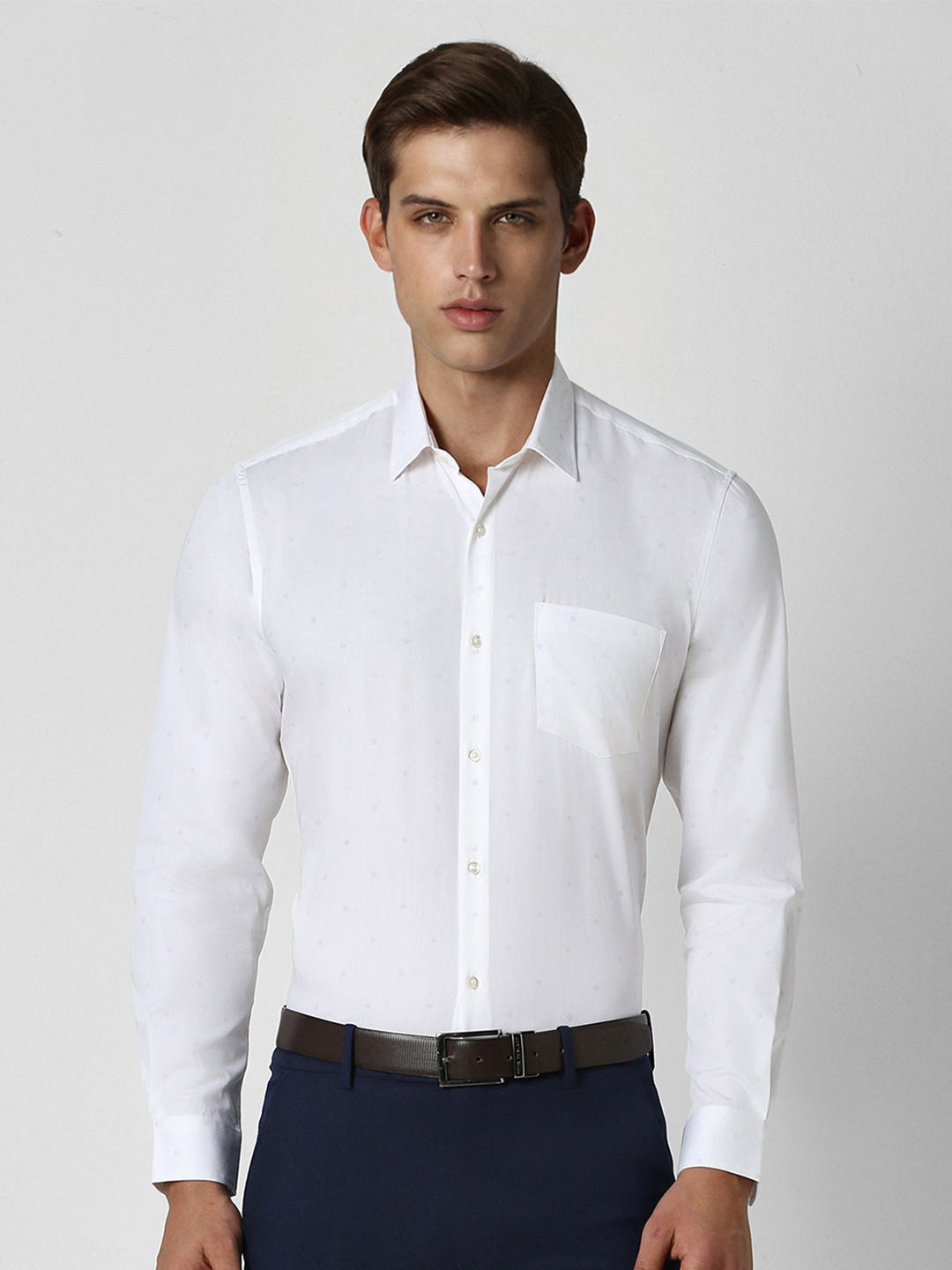 

Peter England Spread Collar Long Sleeves Cotton Formal Shirt, White