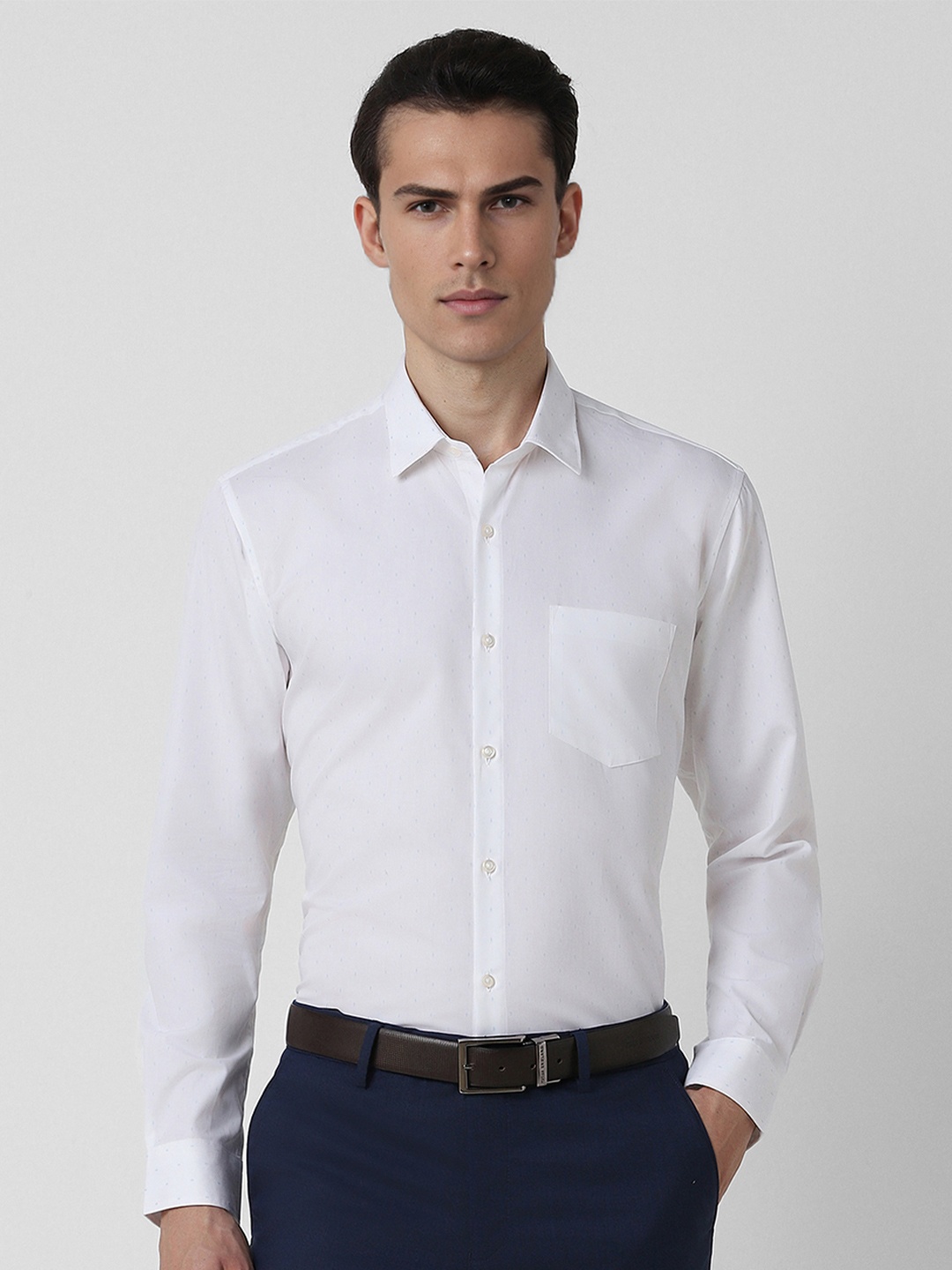 

Peter England Spread Collar Long Sleeves Cotton Formal Shirt, White