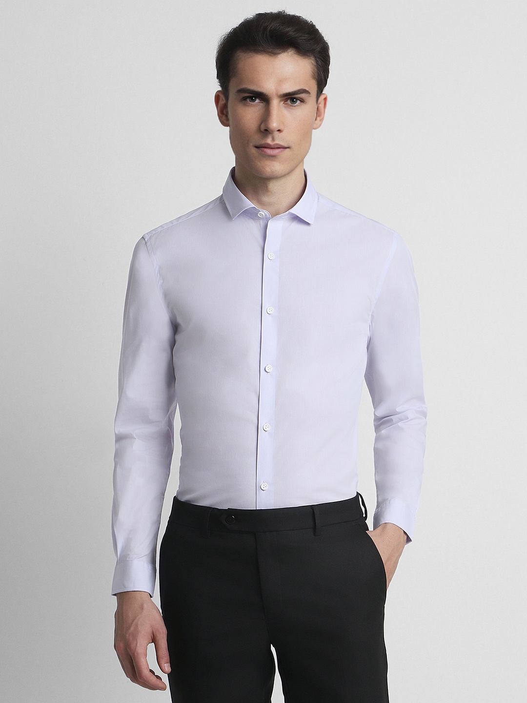 

Peter England Slim Fit Spread Collar Long Sleeves Formal Shirt, Purple