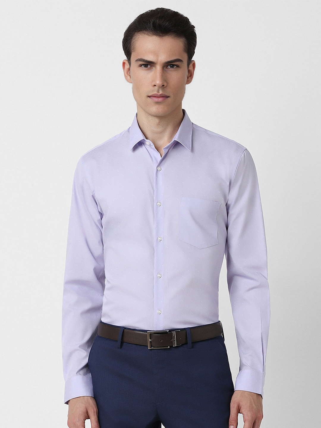 

Peter England Textured Slim Fit Cotton Formal Shirt, Purple