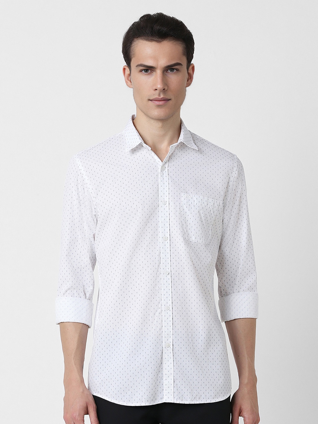 

Peter England Casuals Micro Ditsy Printed Slim Fit Cotton Casual Shirt, White