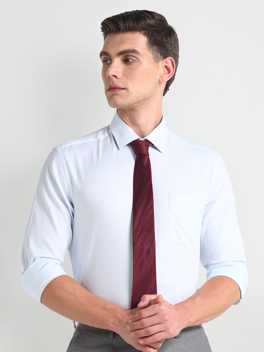 

Arrow Slim Fit Cutaway Collar Pure Cotton Formal Shirt, Blue