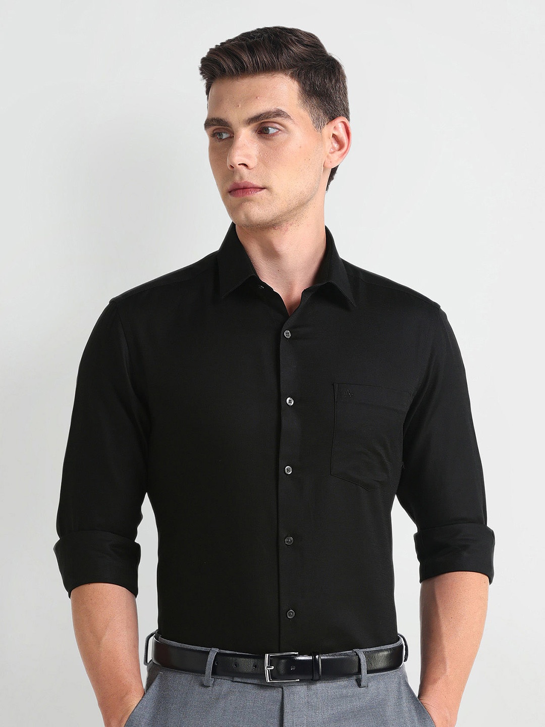 

Arrow Slim Fit Long Sleeves Pure Cotton Formal Shirt, Black