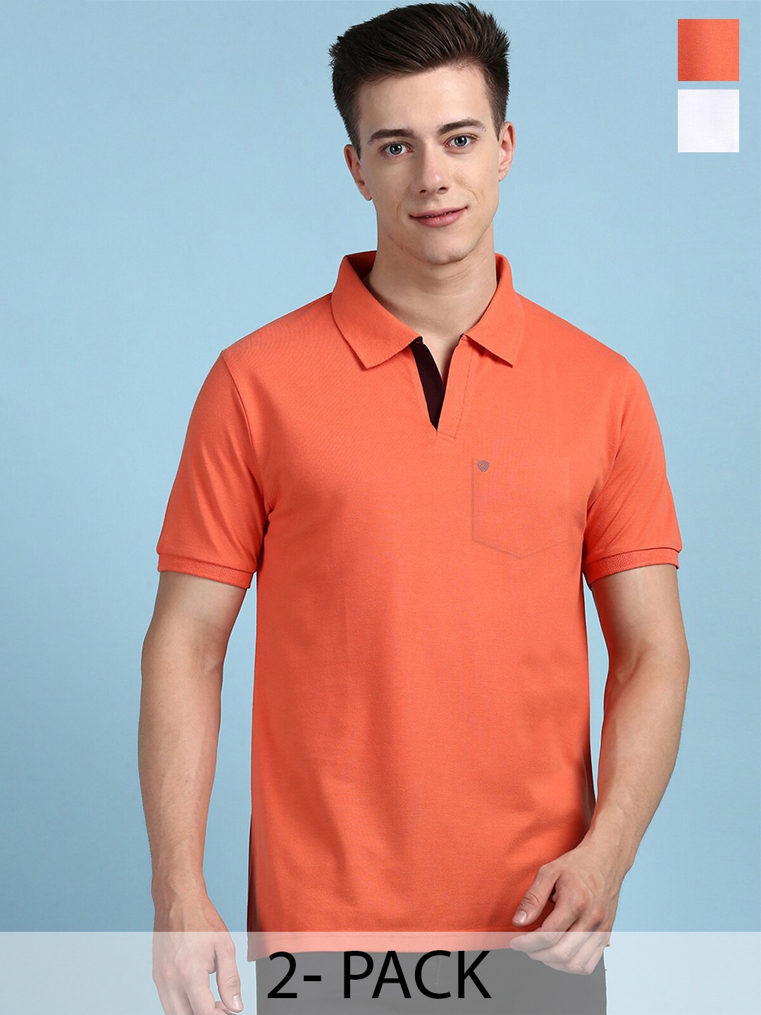 

Lux Cozi Pack Of 2 Polo Collar Anti Odour Pockets T-shirt, White