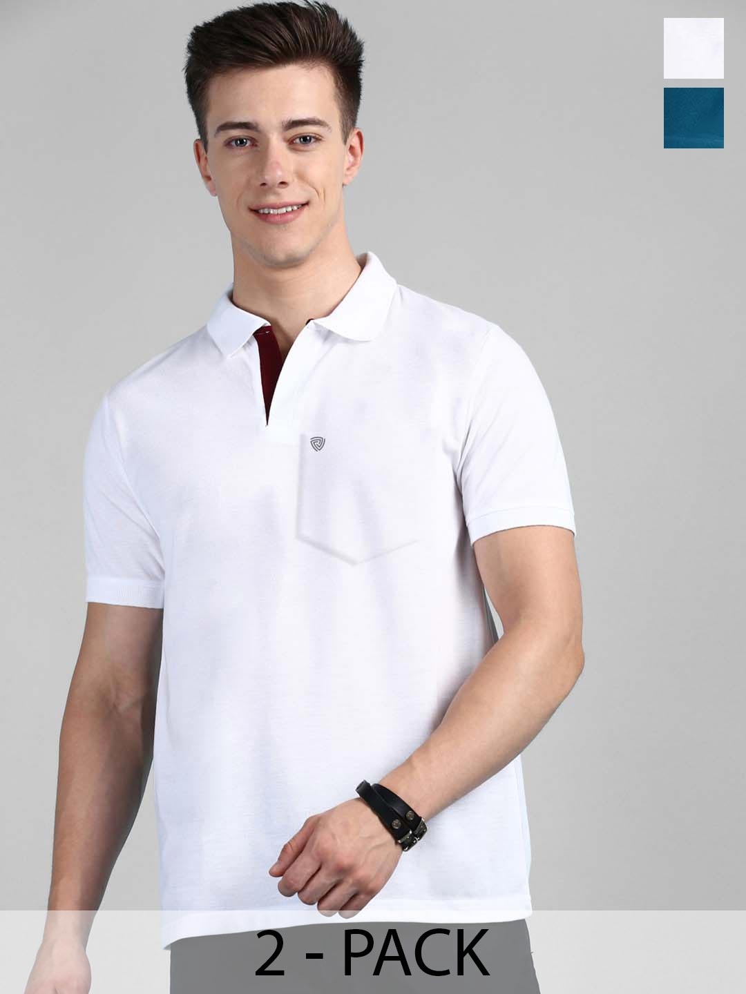 

Lux Cozi 2 Pcs Polo Collar Anti Odour Pockets T-shirt, White