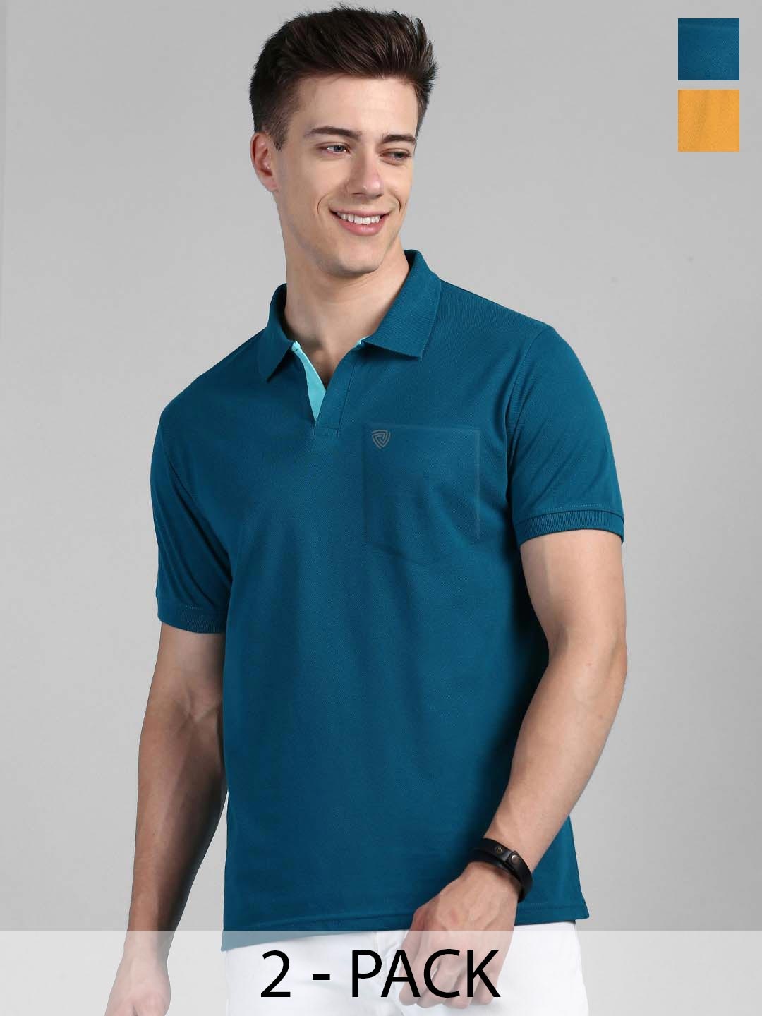 

Lux Cozi 2 Pcs Polo Collar Anti Odour Pockets T-shirt, Mustard