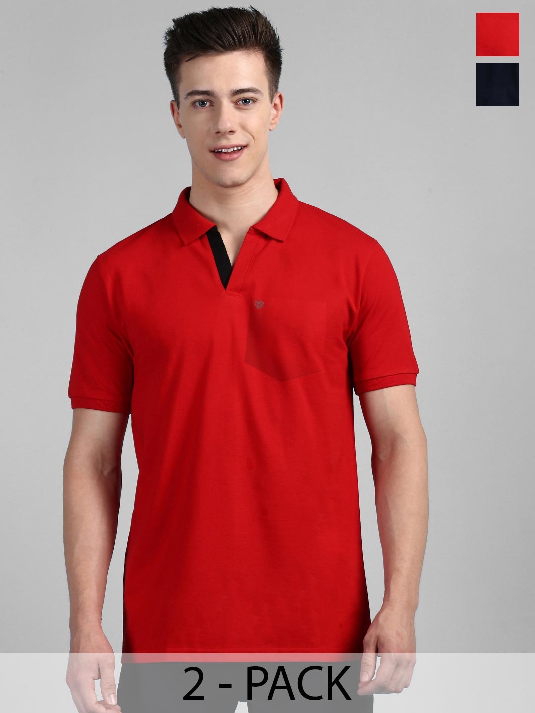 

Lux Cozi 2 Pcs Polo Collar Anti Odour T-shirt, Navy blue