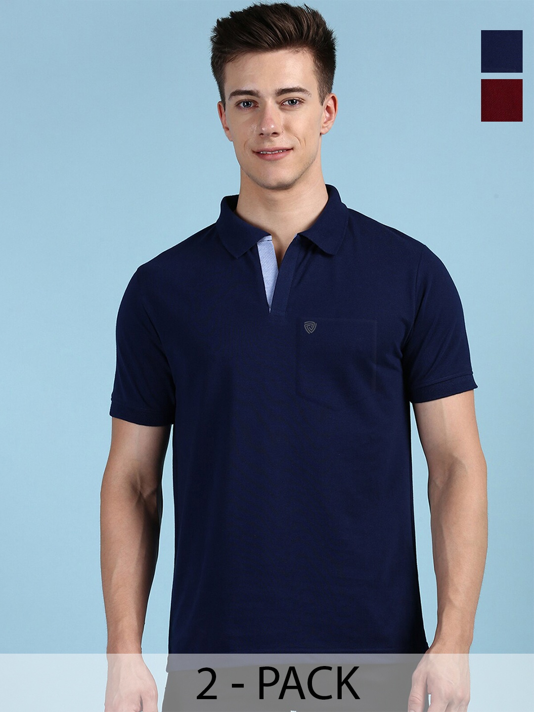 

Lux Cozi Pack Of 2 Polo Collar Anti Odour Pure Cotton T-shirts, Teal