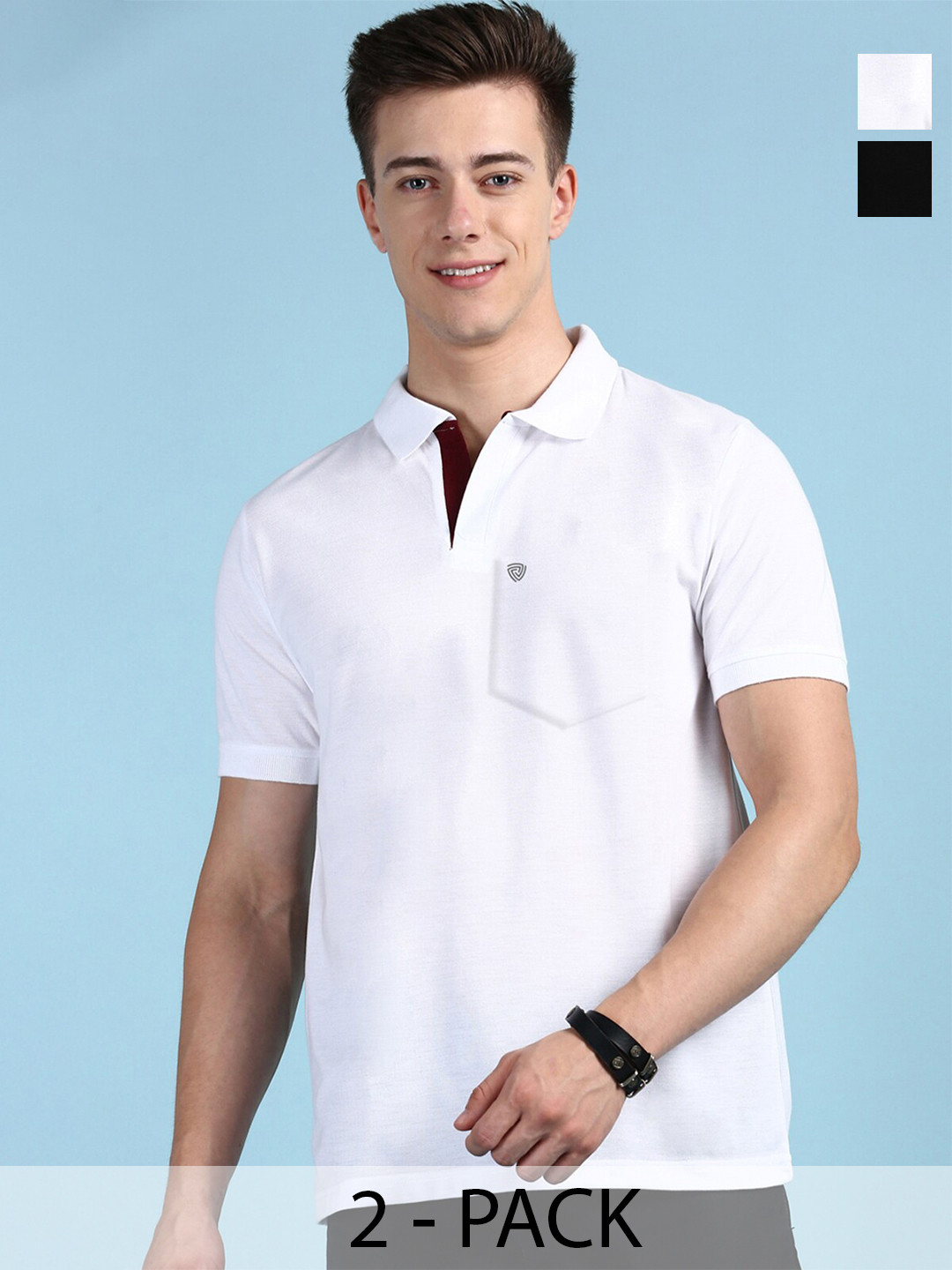 

Lux Cozi Pack Of 2 Polo Collar Anti Odour Pure Cotton T-shirts, White