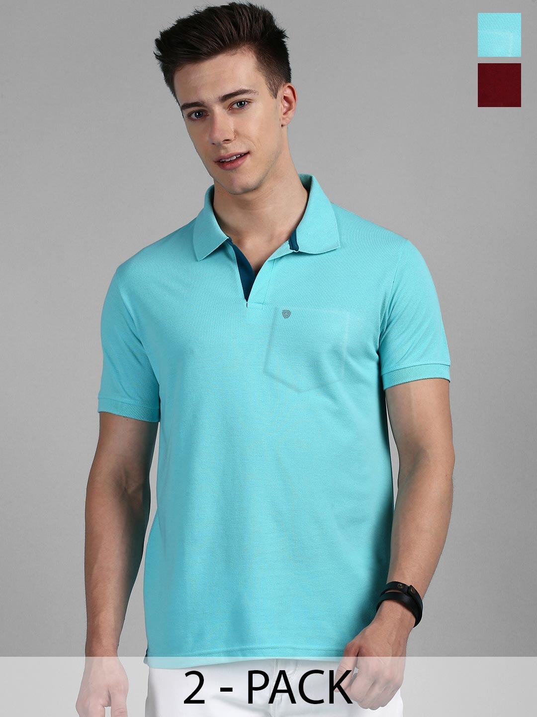 

Lux Cozi Men Pack Of 2 Polo Collar Anti Odour T-shirts, Blue