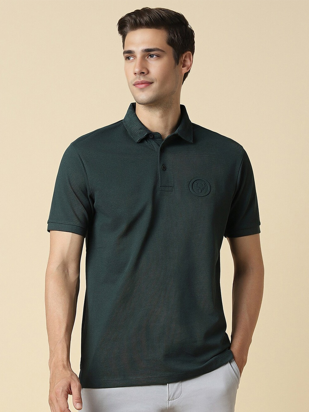 

Allen Solly Polo Collar Pure Cotton T-shirt, Green