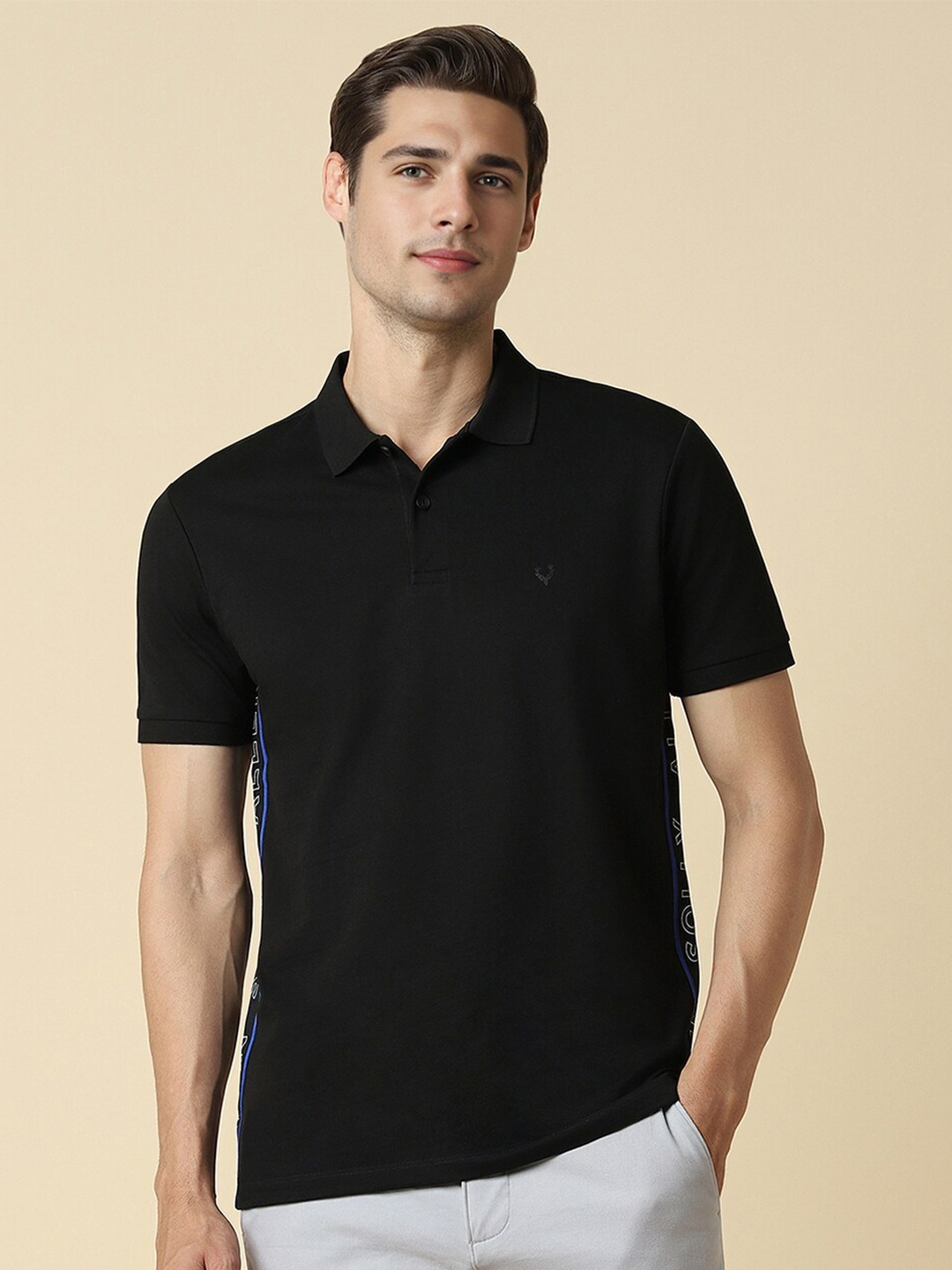 

Allen Solly Polo Collar Pure Cotton T-shirt, Black