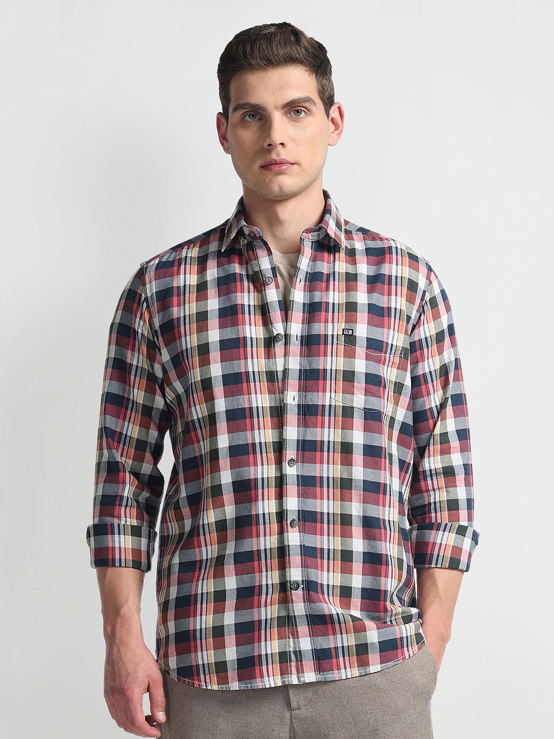 

Arrow Sport Tartan Checked Slim Fit Pure Cotton Casual Shirt, Red