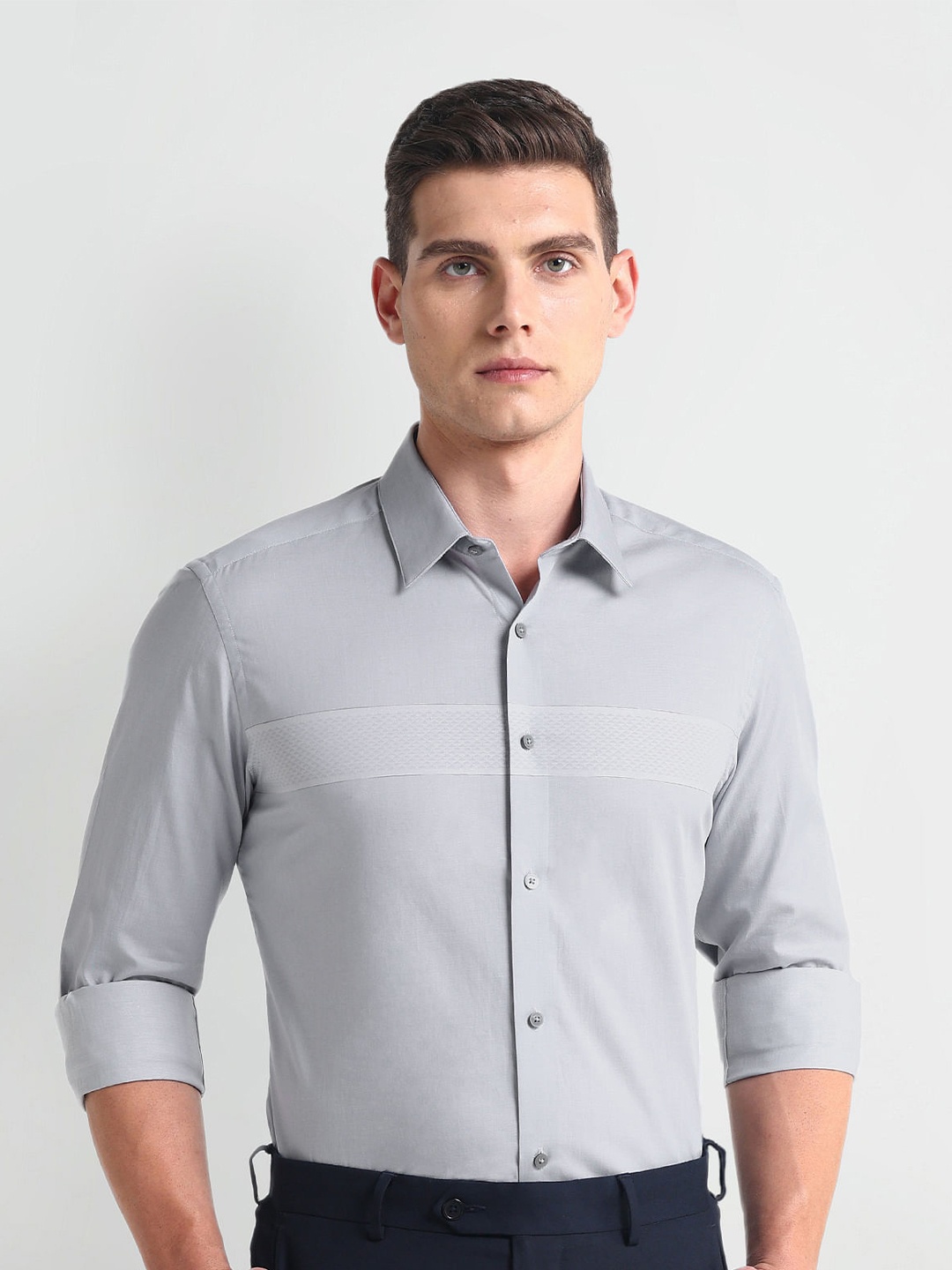 

Arrow New York Manhattan Slim Fit Twill Weave Cotton Formal Shirt, Grey