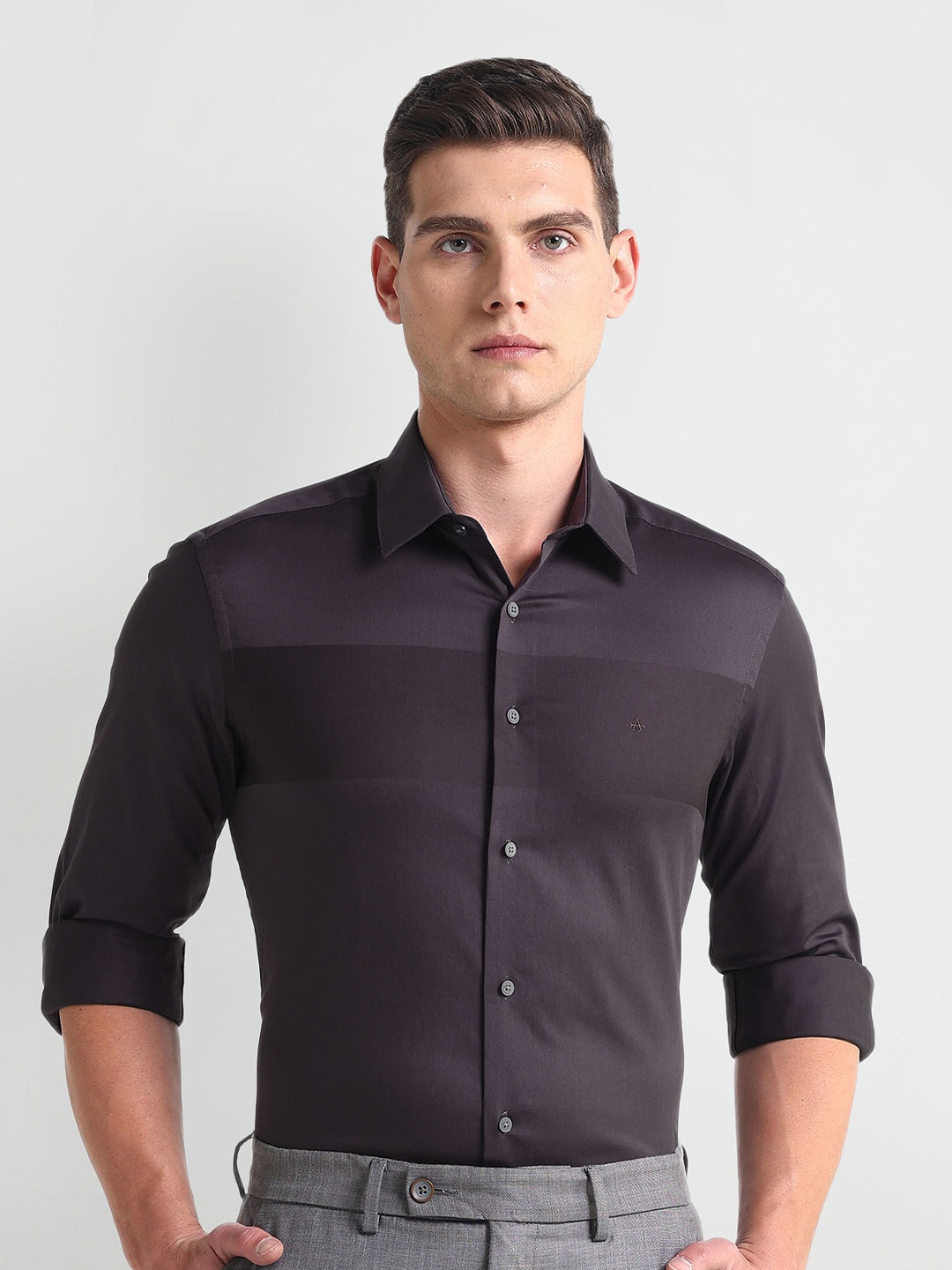 Arrow New York Slim Fit Twill Weave Cotton Formal Shirt, Purple