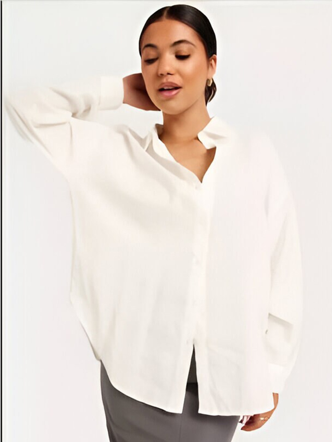 

Fab Star Classic Boxy Pure Cotton Casual Shirt, White