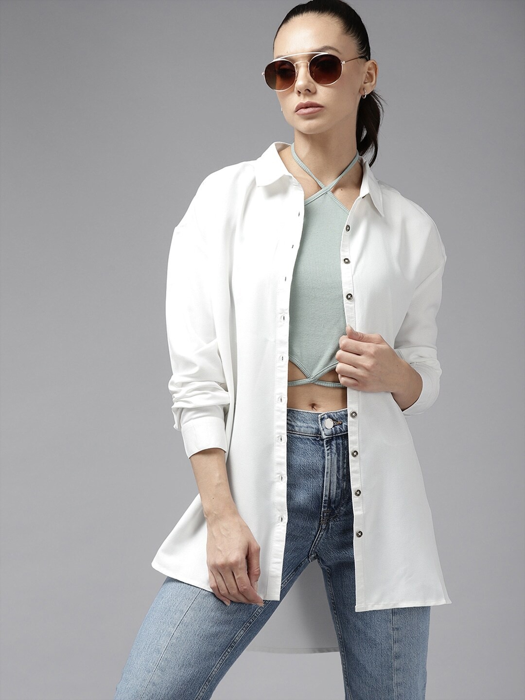 

Fab Star Classic Boxy Pure Cotton Casual Shirt, White