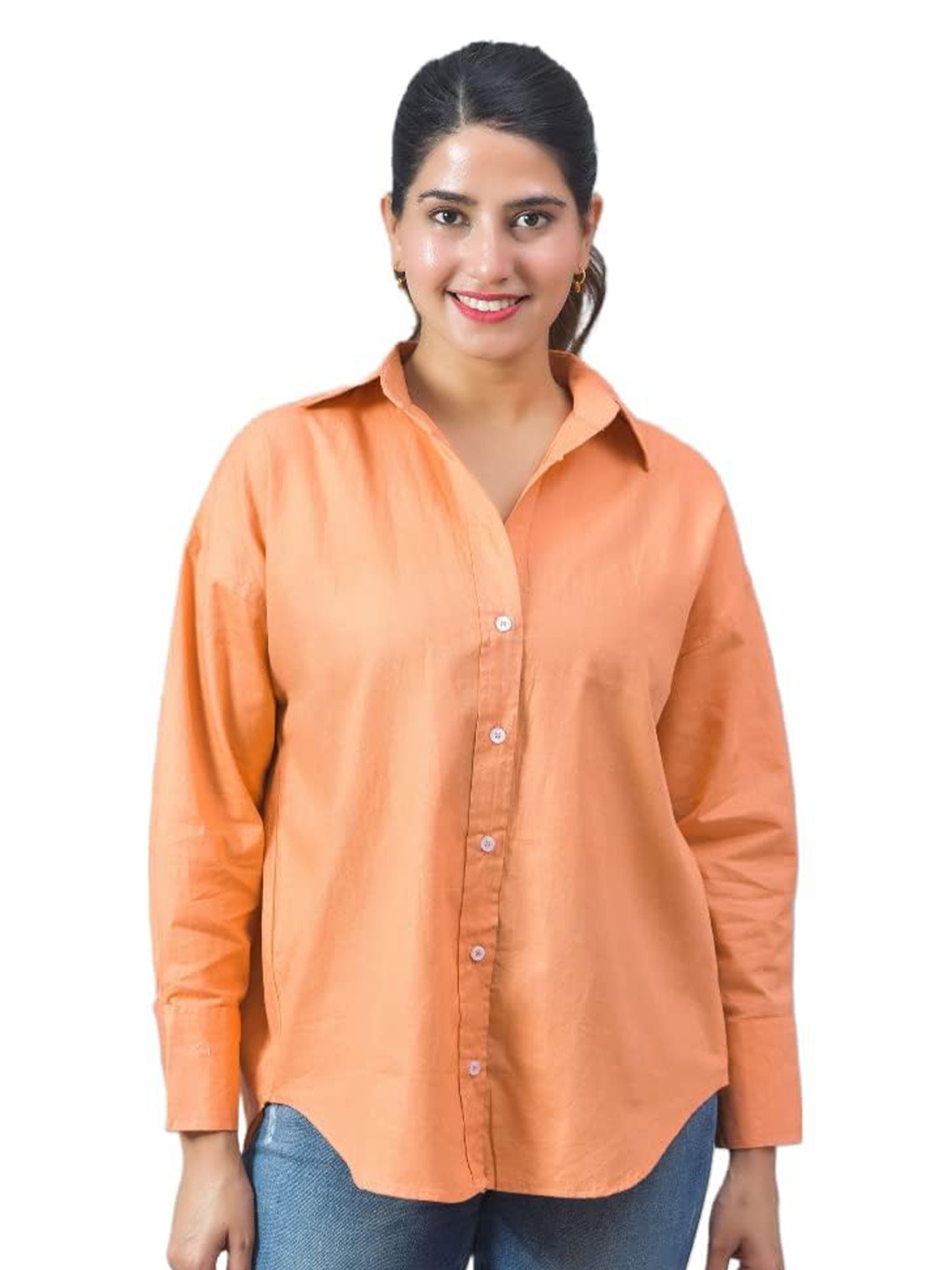 

Fab Star Classic Oversized Cotton Casual Shirt, Orange