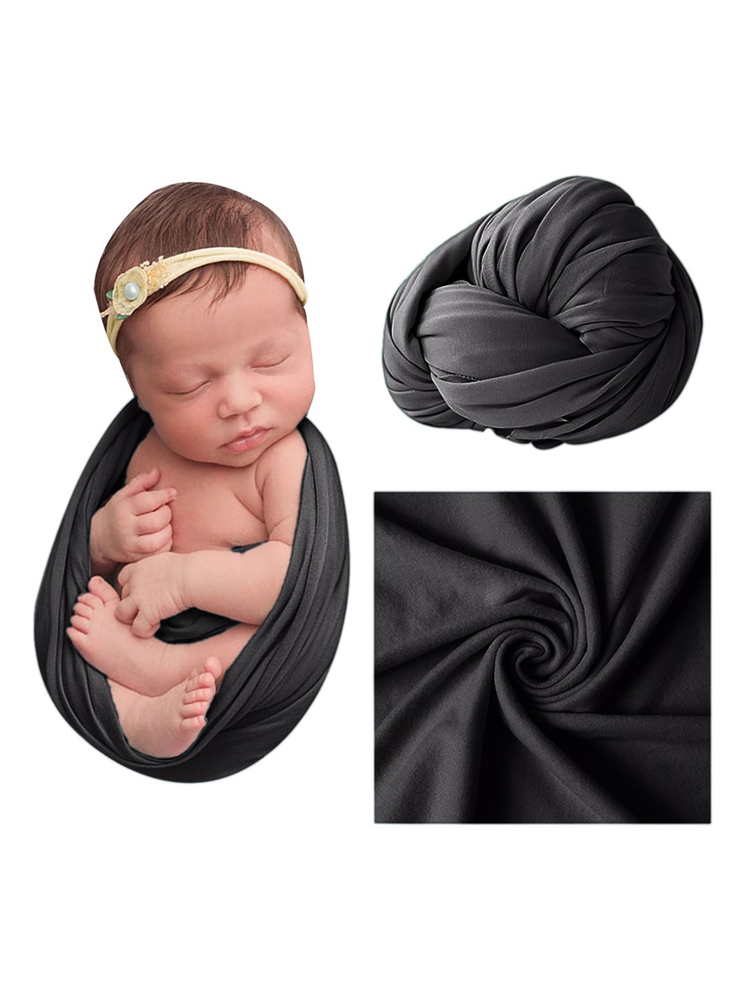 

Babymoon Stretchable Swaddle Baby Wrap Photography Props, Black