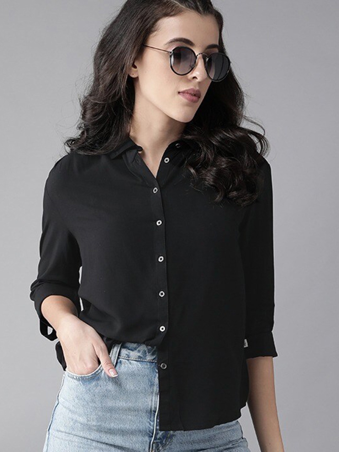 

Fab Star Classic Pure Cotton Oversized Shirt, Black