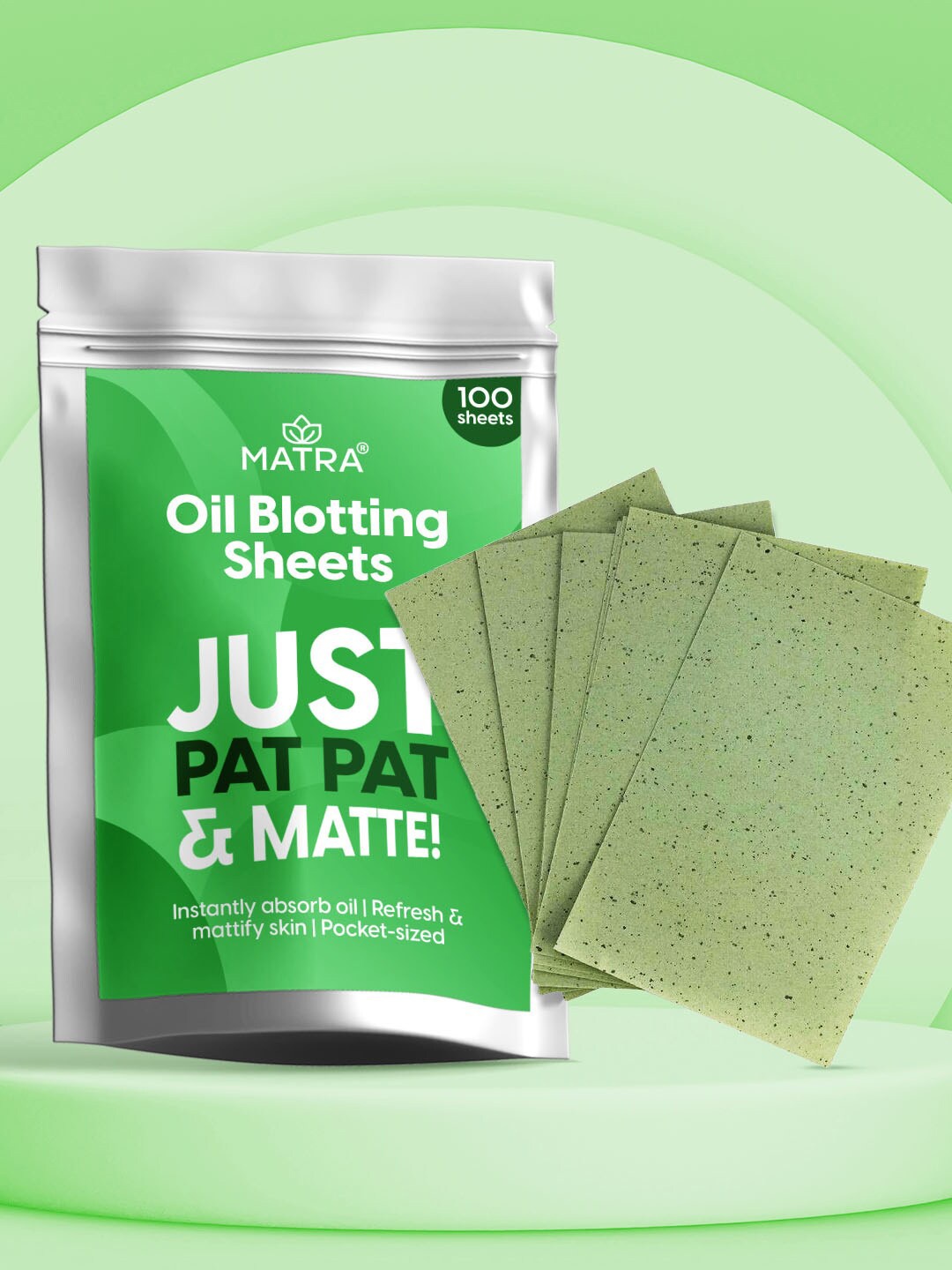 

MATRA Oil Absorbing Paper Oil Control Blotting Sheets - 100 Pcs, Green