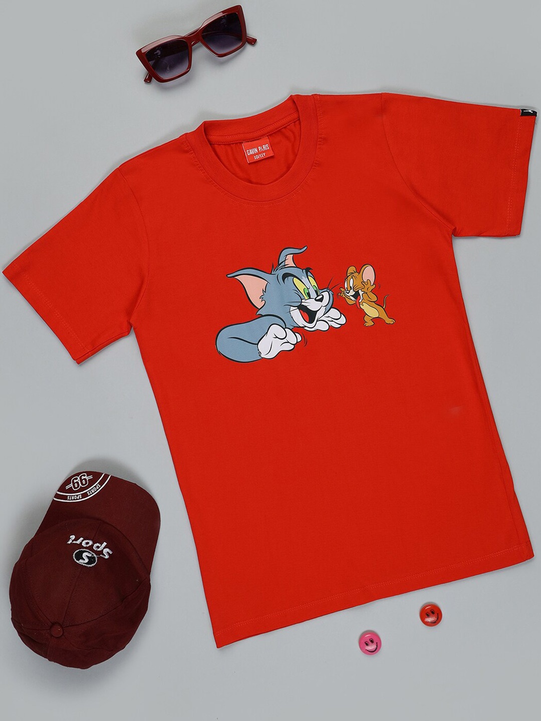 

Gavin Paris Girls Tom & Jerry Printed Bio Finish Pure Cotton T-shirt, Red