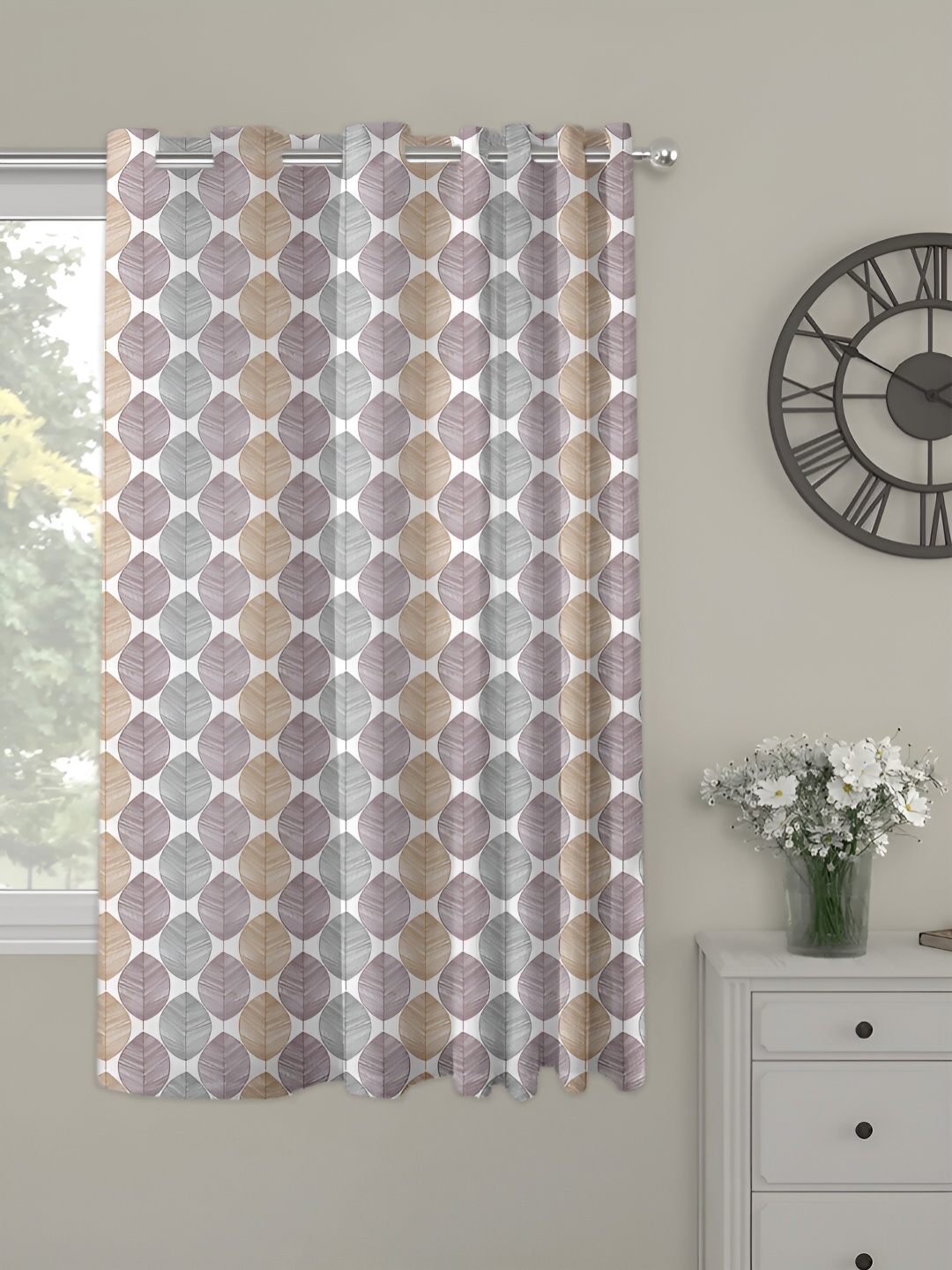 

OASIS Lavender and White Floral Printed Window Curtain