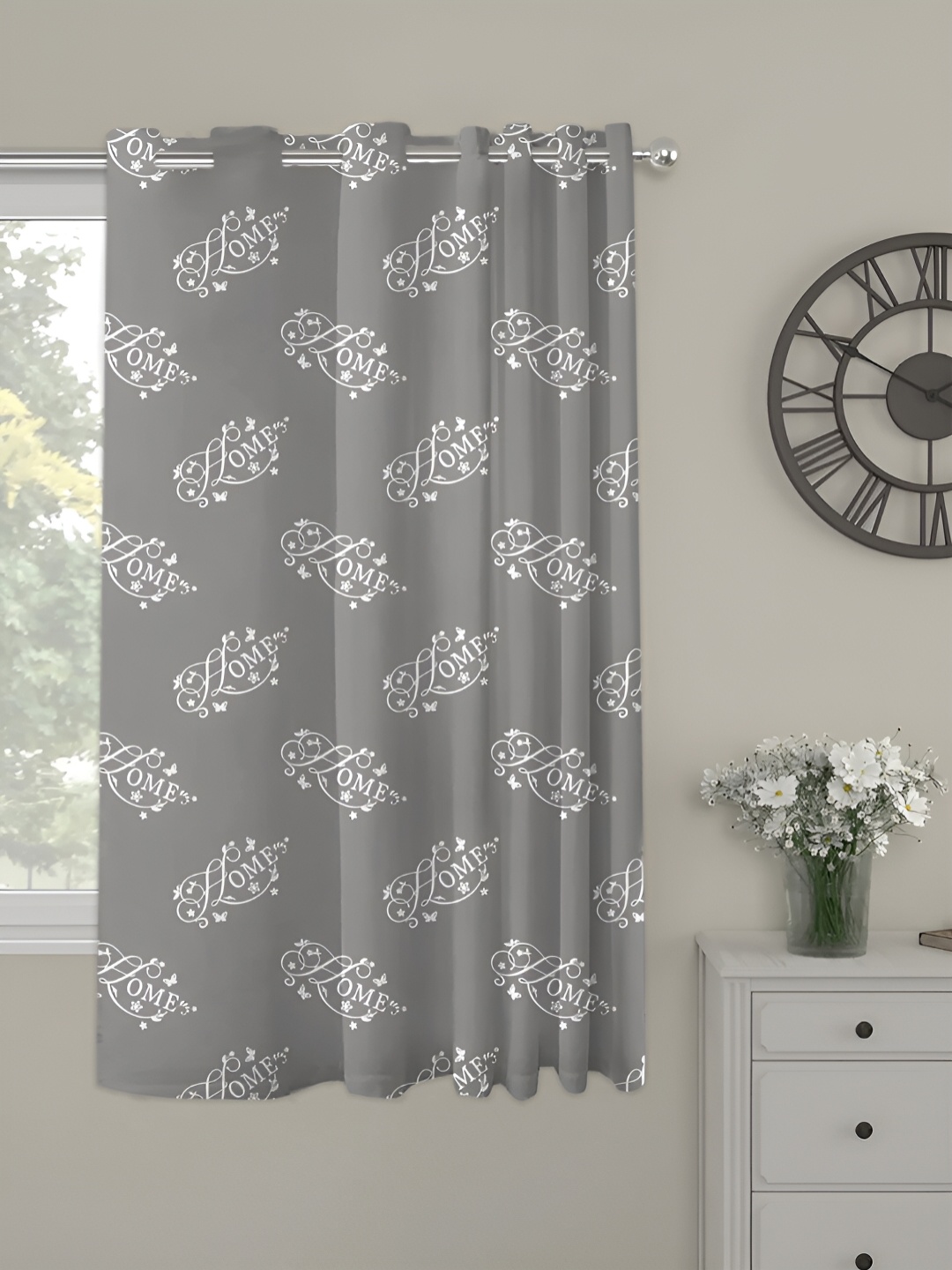 

OASIS Grey and White Abstract Printed Window Curtain