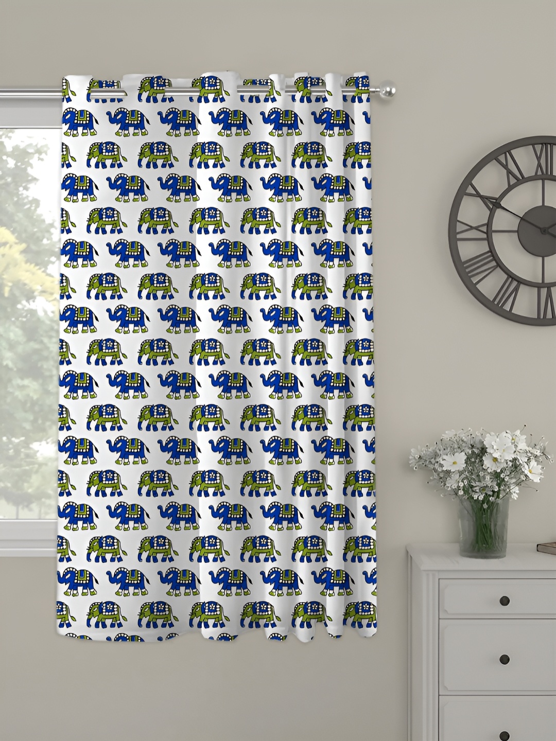 

OASIS Blue and Green Printed Window Curtain