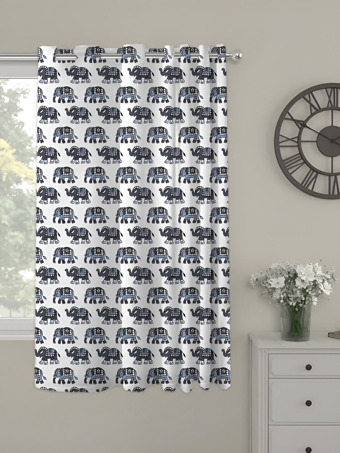 

OASIS Grey and White Self Design Printed Window Curtain