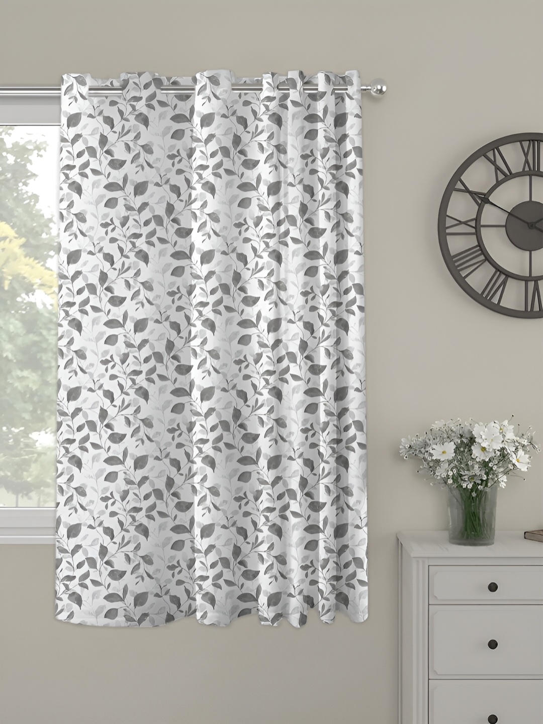 

OASIS Grey Ethnic Motifs Printed Window Curtain