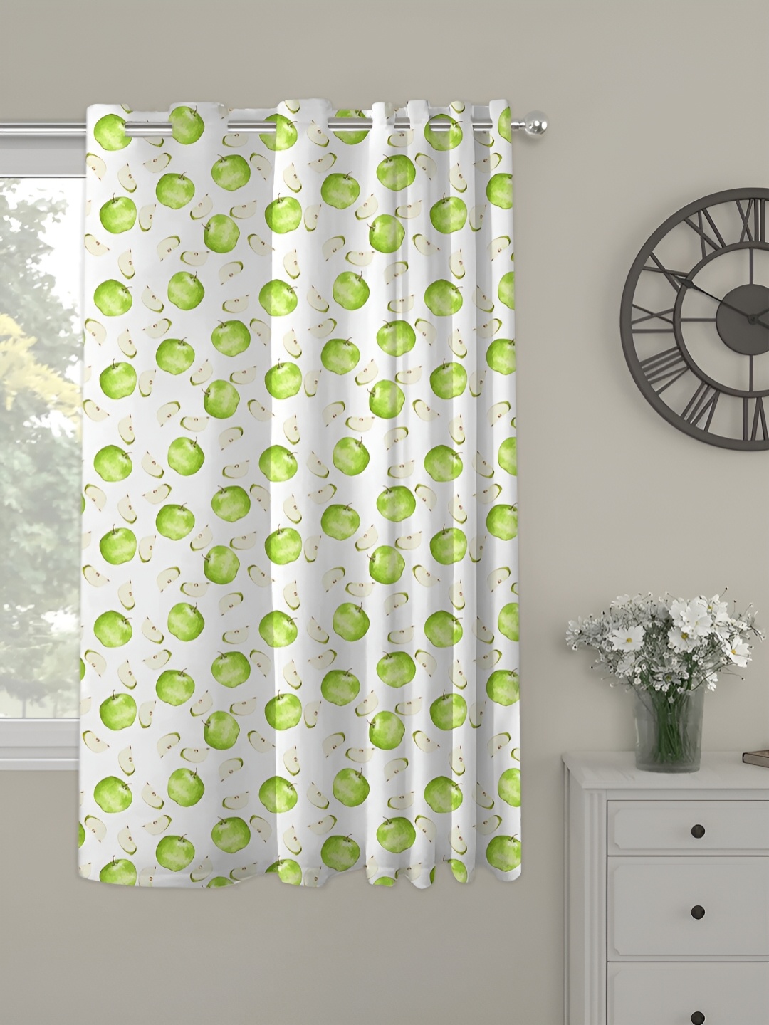 

OASIS Green & White Abstract Printed Window Curtain