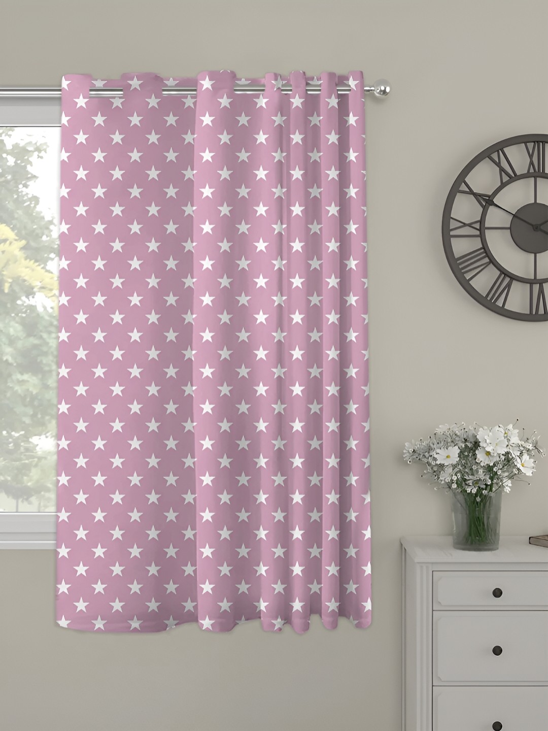 

OASIS Pink & White Geometric Printed Window Curtain
