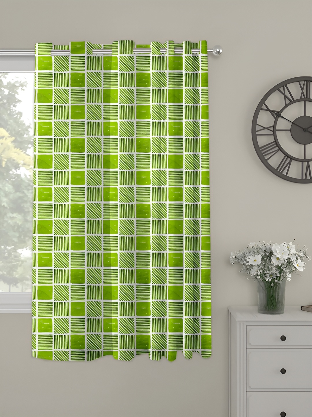 

OASIS Green Abstract Printed Window Curtain