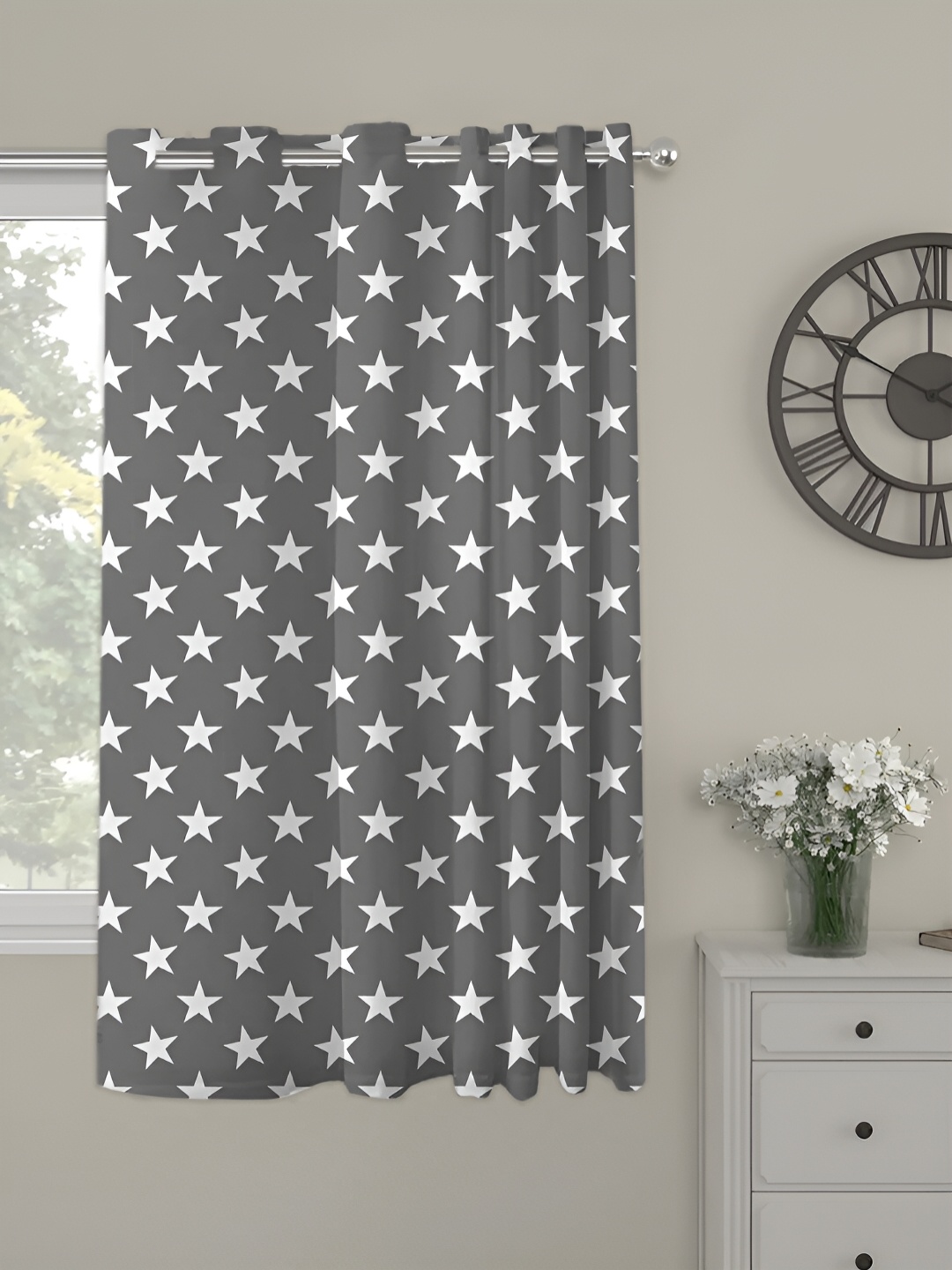 

OASIS Grey Geometric Printed Window Curtain