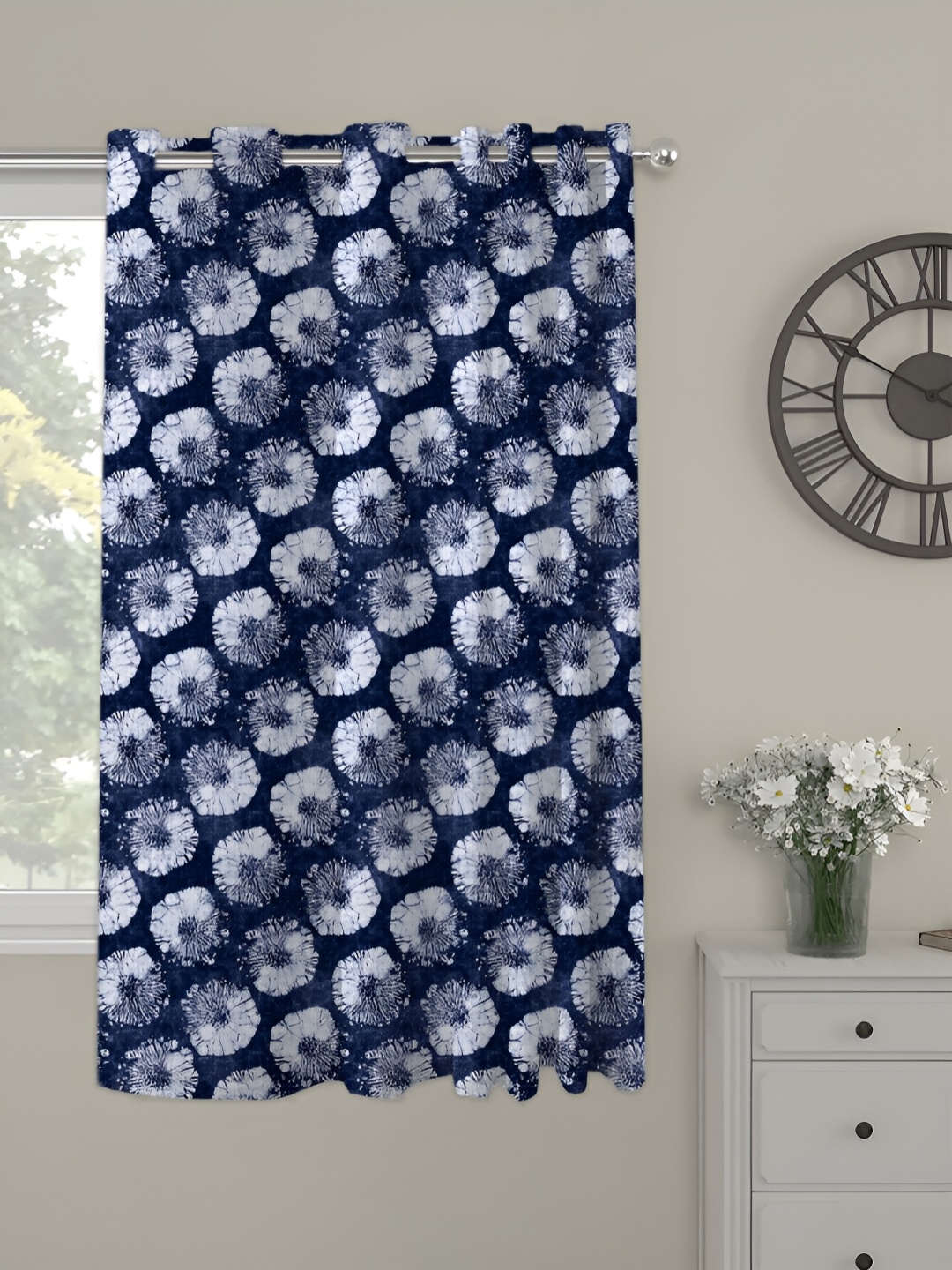 

OASIS Blue Geometric Printed Window Curtain