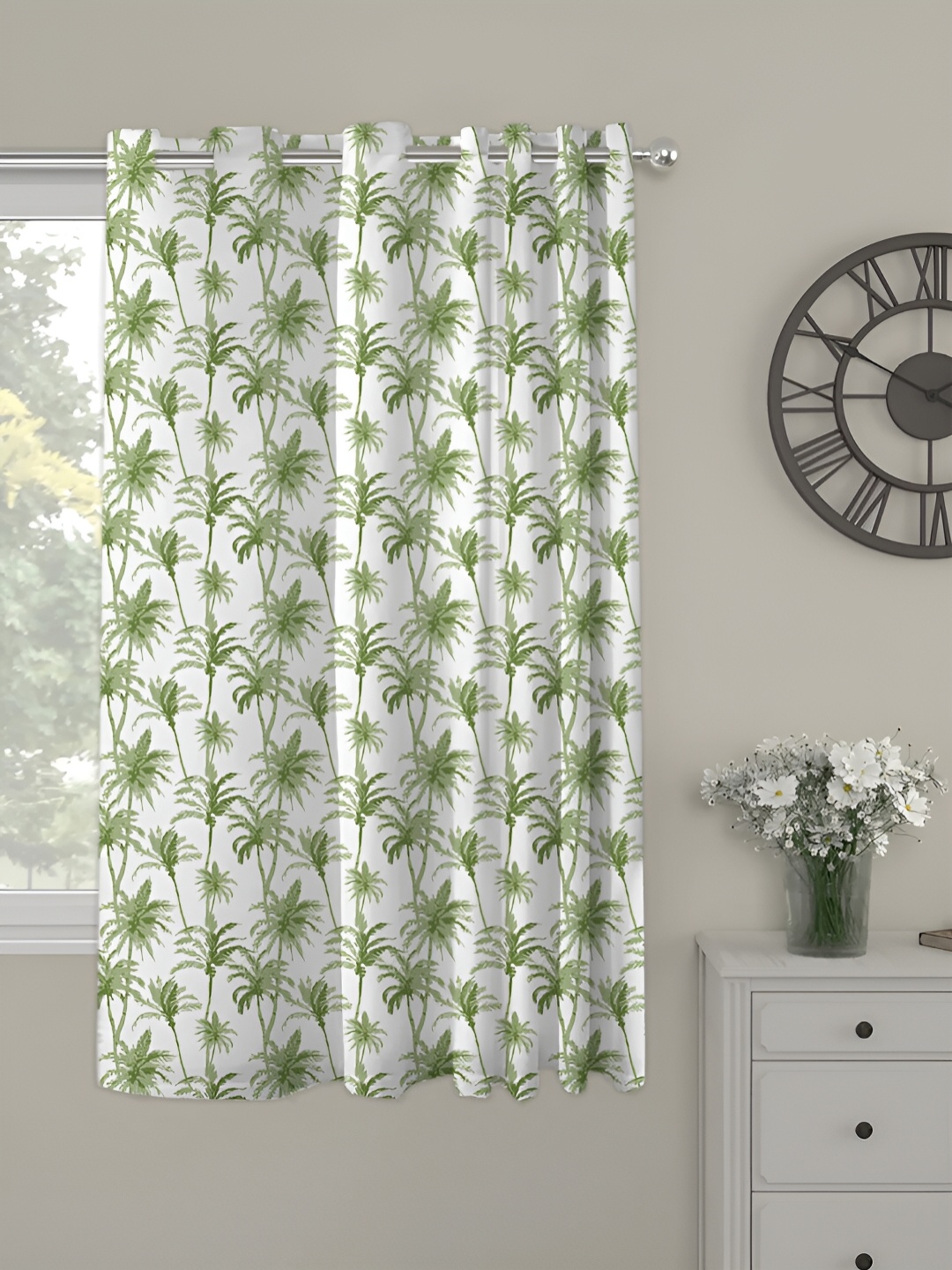 

OASIS Green & White Ethnic Motifs Printed Window Curtain