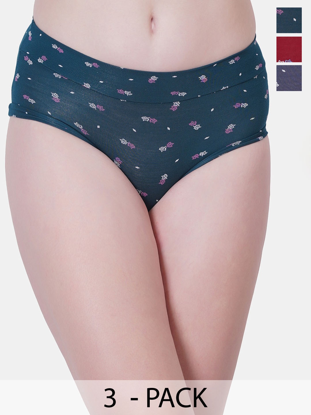 

Reveira Pack Of 3 Assorted Printed Hipster Briefs