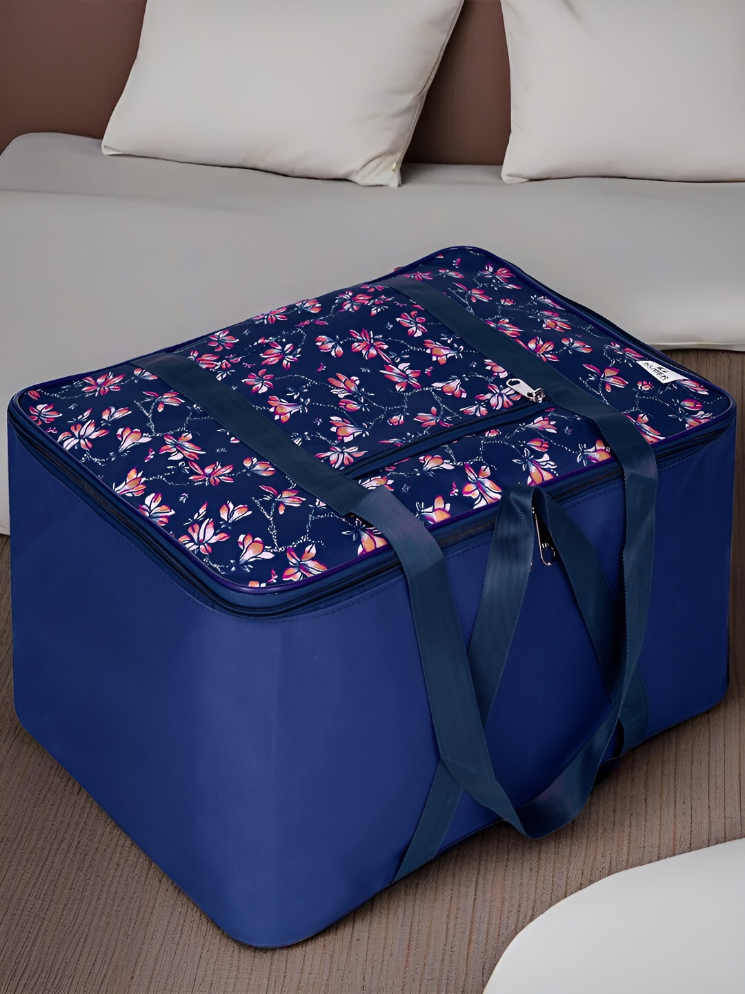 

Kuber Industries Navy Blue Printed Reusable Multi-Utility Organisers