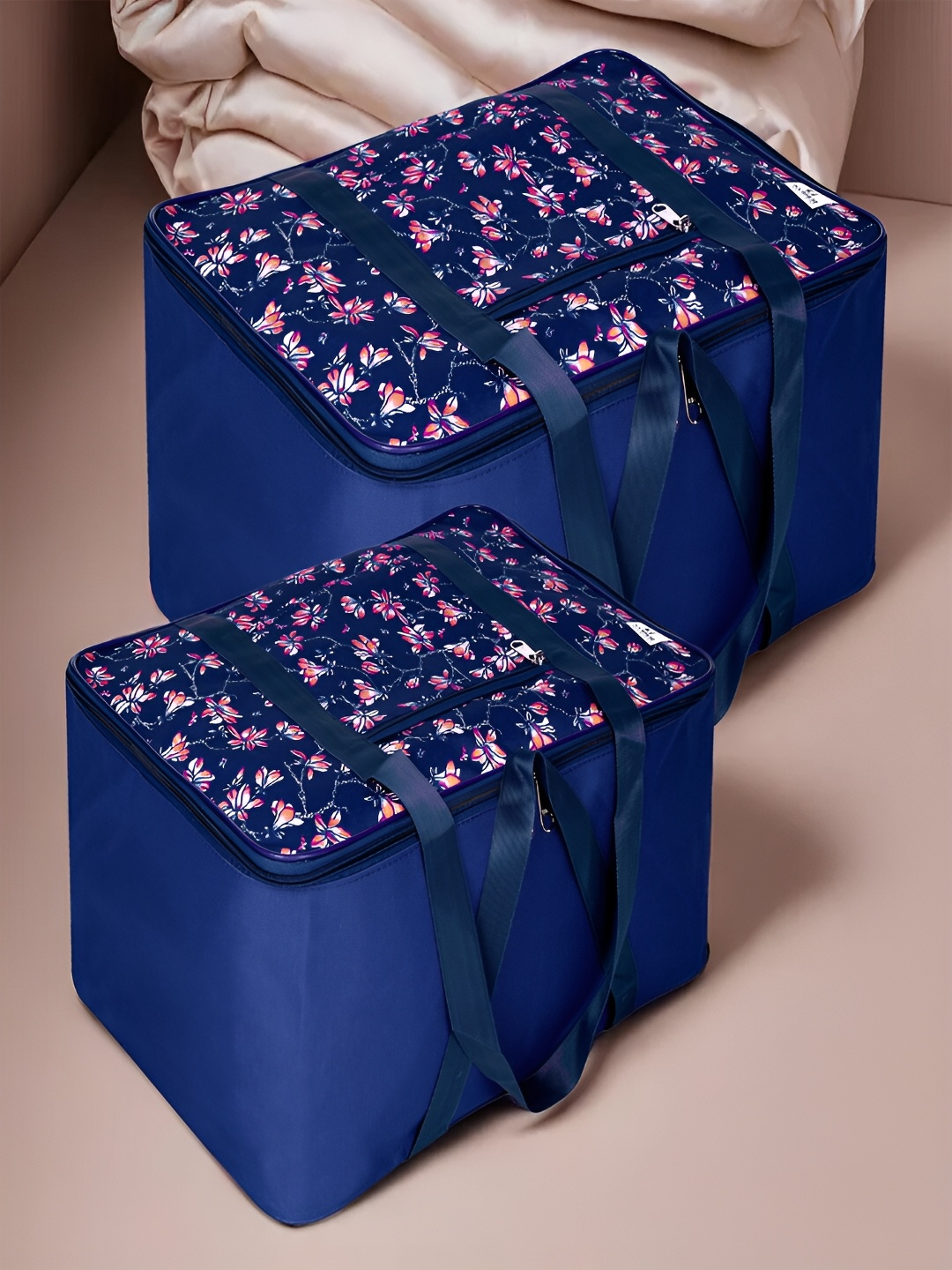 

Kuber Industries Navy Blue 2 Pieces Printed Reusable Multi-Utility Organisers