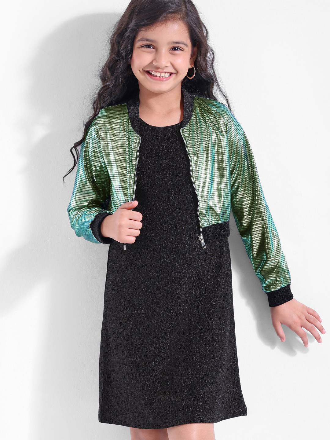 

Hola Bonita Girls Shimmer A-Line Dress & Jacket, Black