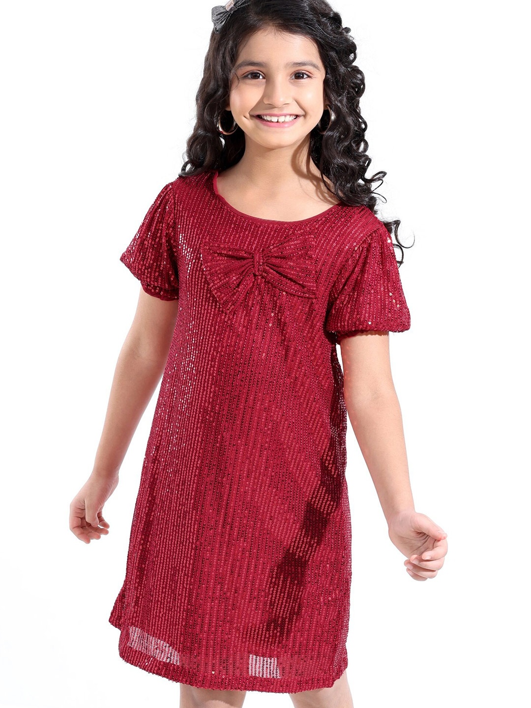 

Hola Bonita Embellished Net A-Line Dress, Maroon