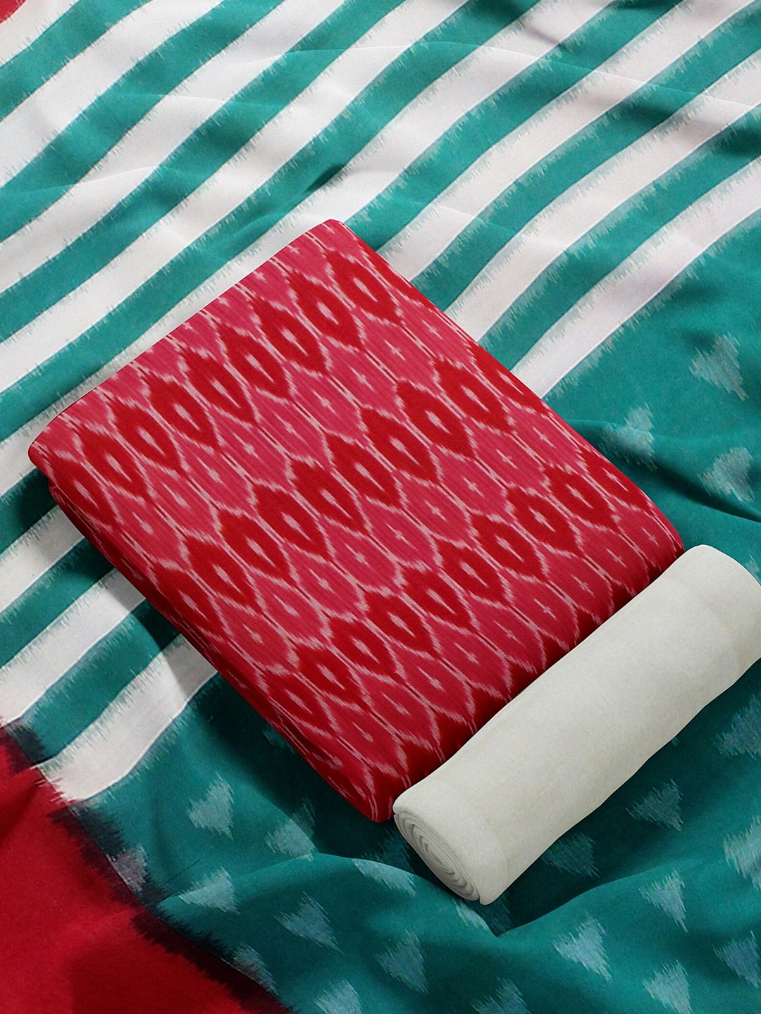 

Weaves of Tradition Printed Pure Cotton Unstitched Dress Material, Pink