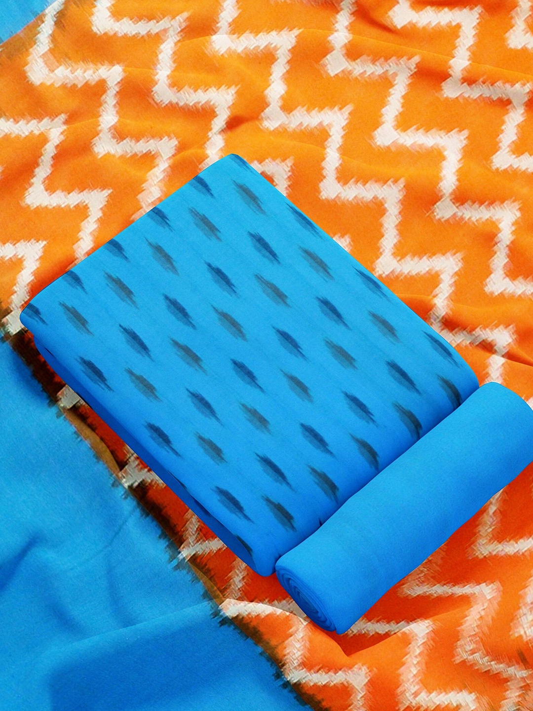 

Weaves of Tradition Printed Pure Cotton Unstitched Dress Material, Blue