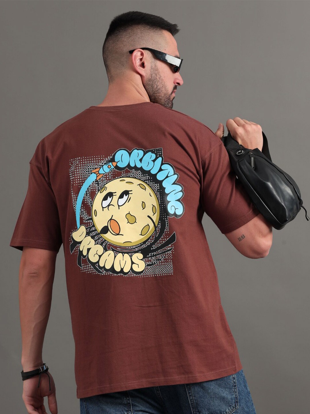 

PAUL STREET Typography Printed Drop-Shoulder Sleeves Pure Cotton Oversized T-shirt, Brown