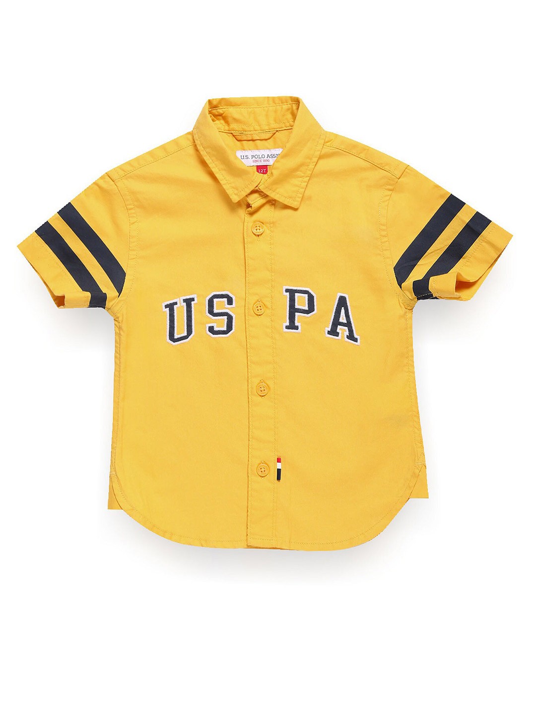 

U.S. Polo Assn. Kids Boys Classic Brand Logo Printed Pure Cotton Casual Shirt, Yellow