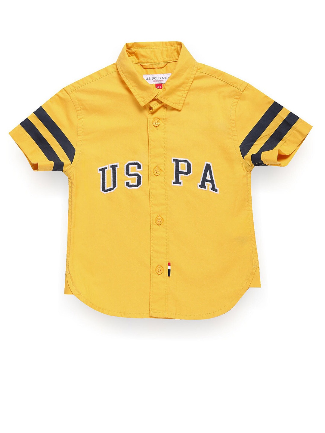 

U.S. Polo Assn. Kids Boys Classic Brand Logo Pure Cotton Printed Casual Shirt, Yellow