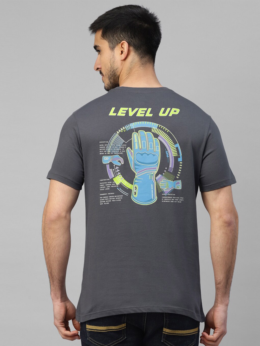 

Royal Enfield Graphic Printed Casual T-shirt, Grey