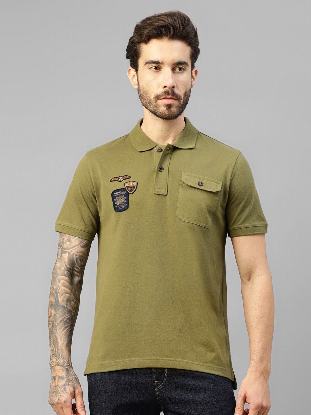 

Royal Enfield Polo Collar Pockets T-shirt, Green